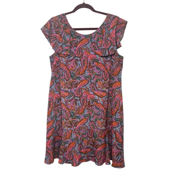 J. Crew Silk Paisley Flutter Sleeve Short Shift Dress Women’s 12 - Picture 3 of 10